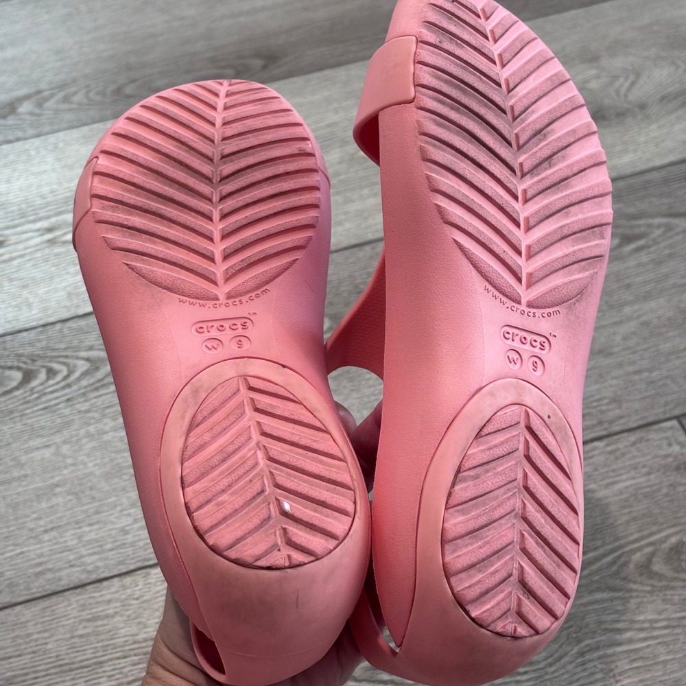 Crocs Serena Sandals Womens 9 Pink Slingback Strappy Comfort Flat Slides - Picture 6 of 6
